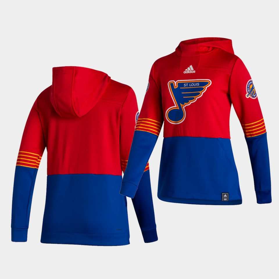 Men St.Louis Blues Blank Red NHL 2021 Adidas Pullover Hoodie Jersey
